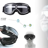 BUKYCAT 1 x gogle motocyklowe, retro, okulary rowerowe, gogle do kasku, motocrossu, wiatroszczelne gogle motocyklowe, motocrossowe okulary ochronne w stylu vintage, do ATV, roweru, motocrossu