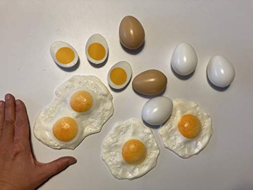 ERRO 12er Set Eier Attrappen - Kunststoff Ei Nachbildungen - 41080 - Hohlattrappen für den Kaufladen, Imitationen… – Bild 3