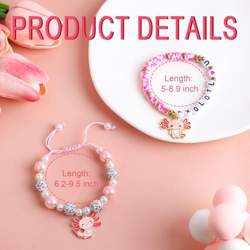 Cute Axolotl Bracelet Stuff Set Adjustable Clay Axolotl Jewelry Birthday Christmas Gifts for Gir Granddaughter Niece Daughter2