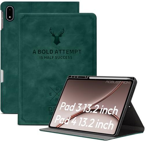 Image of Robustrion Cover Case for OnePlus Pad 4 / OnePlus Pad 3 13.2 inch Cover with [Pencil Holder], Deer Pattern Cover Case for One Plus Pad 4 / Pad 3 Cover 13.2 inch - Dark Green