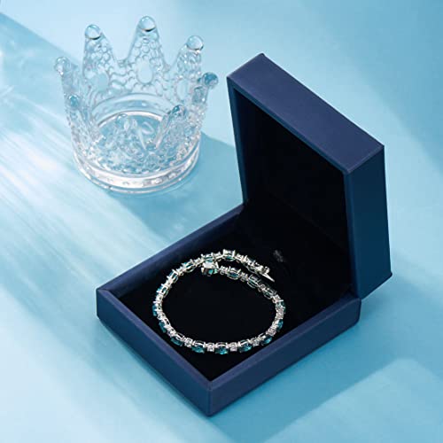 Gemlanto December Birthstone Bracelets Sterling Silver Created Blue Topaz Tennis Bracelet Oval And Round Sparkling Cubic Zirconia Cz Bracelets Charm Fine Jewelry For Women Girls 7 Inch #TOP5