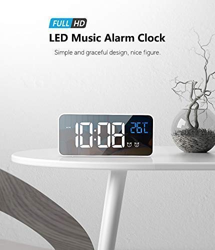 image for BlueMountain LED Digital Alarm Clock, Dual Alarm, 5 Brightness &13 Rin