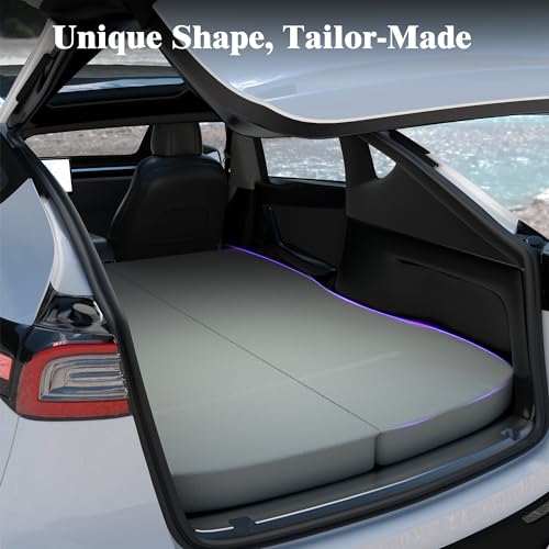 Ferlizer 4" Memory Foam Camping Mattress for Tesla Model Y, 76" x 43", Foldable Car Sleeping Pad with Plush Washable Cover, CertiPUR-US Certified, Grey