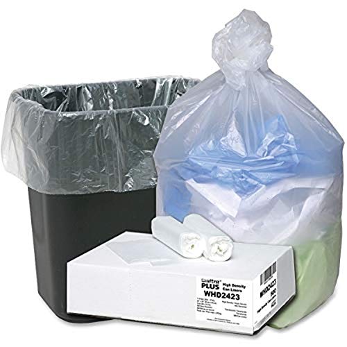 Image of Webster WBIWHD2423 Ultra Plus High Density Resin Industrial Trash Can Liner, 10 gal, 24 inch Width x 24 inch Length x 0.31 mil Thick, Small, Natural (Pack of 500)