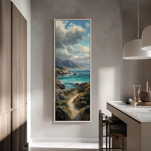 Tableau paysage marin vertical 30x90 cm déco côtière