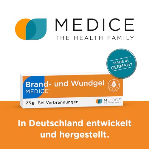 Brand und Wundgel Medice 25 g bei Verbrennungen, Sonnenbrand, Insektenstichen & Schürfwunden - für Kinder & Erwachsene - direkter Kühleffekt