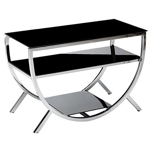 Kings Brand Furniture Dedham Chrome Metal with Glass Shelves TV Stand