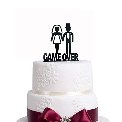 Funny Bride & Groom Cake Topper, Cake Topper - 'GAME OVER', Bewitching Wedding Decoration