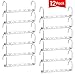 Meetu Space Saving Multifunctional Clothes Hangers - Stainless Steel 6X2 Slots Magic Cascading Hanger - Updated Hook Design Closet Organizer (Pack of 12)