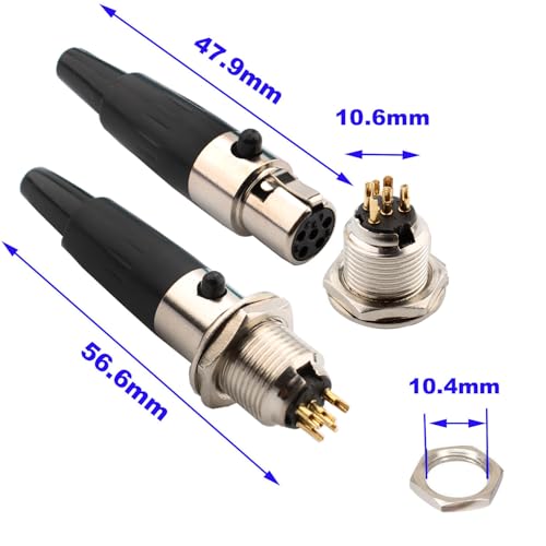 RUNCCI-YUN 4PCS Mini 5 Pin XLR Solder Connector,2 Male and 2 Female Mic Plug,Microphone Audio Socket,Solder Plug XLR Jack Stereo - Image 2