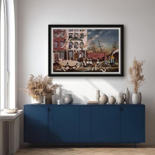 Impression sur toile Fire at Mermaid Inn Ralph Eugene Cahoon cadre suspendu - 4