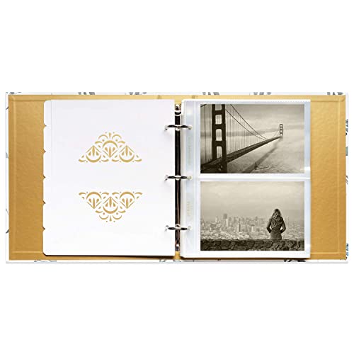 Jot & Mark Photo Album Set - 200 4X6 Photos, Clear Pocket Sleeves, 6 Tab Dividers, 3-Ring Binder 8.5X9.5 (Indigo Floral) #TOP2
