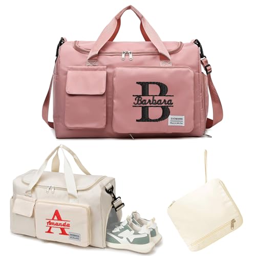 Personalized Duffel Bag Dance Travel Bag with Embroidery Name Foldable Shoe Compartment for Sports Gym