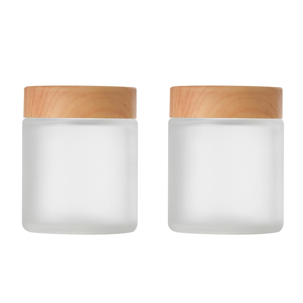 2Pcs 100ML/3.4oz Empty White Frosted Glass Bottle Jars with Plastic Lids and Inner Liner Portable Cream Lotions Scrubs DIY Cosmetic Makeup Storage Containers Pots