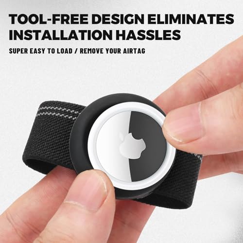 silicone airtag holder for pop-up wallets elastic strap wallet attachment  secure lightweight compatible with apple airtag 1-pack silicone version black