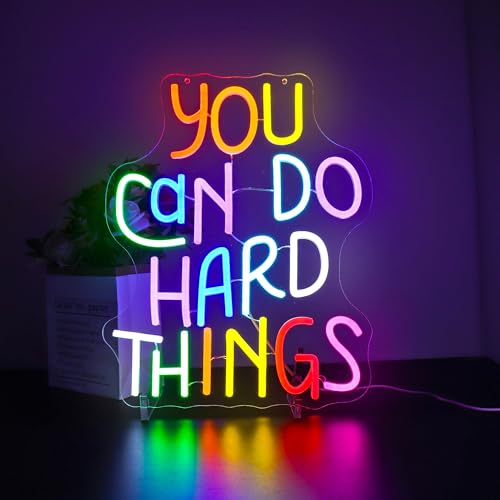 Image of Neon Sign for Wall Decor Led Light Sign Neon Light for Room Party Home Wall Decor USB Powered - You Can Do Hard Things
