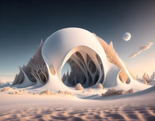 Toile SERENDIPITP Fantasy Biomorphic White Desert Poster Mural Grand Format 58x90