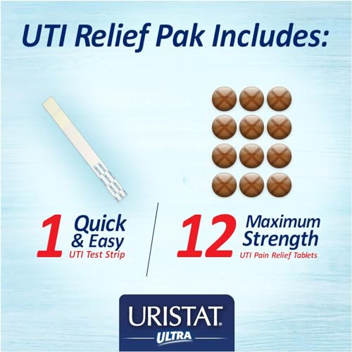 Image of URISTAT Ultra UTI Relief Pack, 1 UTI Test Strip & 12 Pain Relief Tablets (Pack of 3)