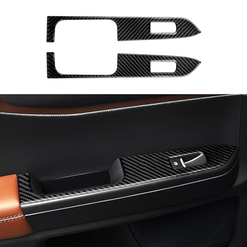 Image of Car Carbon Fiber Rear Window Lift Switch Cover Trim for Ford Bronco Sport 2021 2022 2023 2024 Interior Accessories