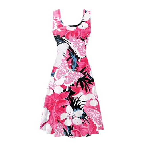 Image of TOADDITDO Women's Sleeveless O Neck Beach A-Line Party Coctail Tank Dresses Flared Sundress