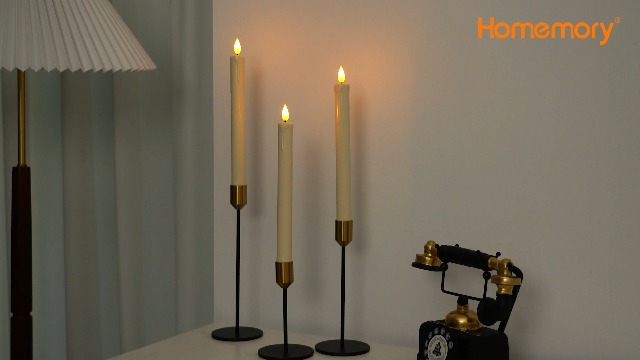 Image of Homemory 24 Pcs Flameless Taper Candles with Remote, Timer, Plastic Battery Operated CandleSticks, Ivory Led Window Candles with Flickering Light, 9.6 Inches for Christmas Home Wedding Decor