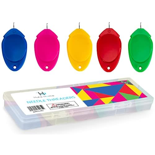 Hula Home Needle Threaders (30 pieces), Fits All Needle Sizes, Simple Wire Loop Tool DIY Threader for Hand or Machine Sewing & Crafting with Case, 5 Colors