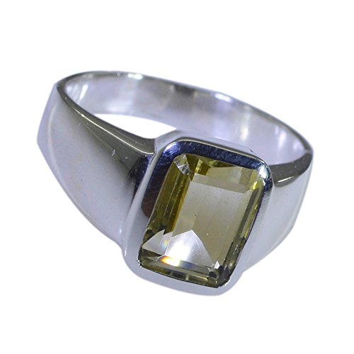 Bague en quartz véritable Lemon coupe émeraude grand anneau femme de luxe