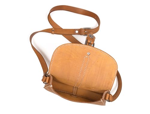 Crossbody Bag for Women, Tan Saddle Leather Bag with Contrast Stitching4