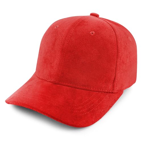 Image of Trendy Apparel Shop Plain Faux Suede Leather Adjustable Structured Baseball Cap
