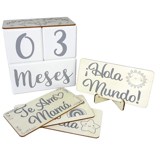 Catálogo de Camisones para Bebé - solo los mejores. 42 Cubos de Meses de Madera para Bebés para fotos, Articulos para recien nacidos - Bloques de Hitos Articulos de decoracion para bebe, Regalo ideal para recien nacido niño/niña...