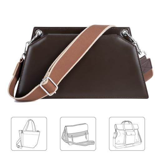 Image of Purse Strap Wide Replacement Crossbody Bag Straps, 1.5 inch Canvas Handbag Shoulder Strap, Adjustable Tote Belt(1.5 inch - Brown - Silver Buckle)