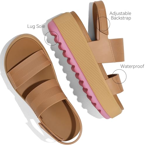 Image of Lovee Cosee Platform Water Sandals for Women Chunky Wedge Lug Sole Comfortable Waterproof Summer Walking Beach Shoes