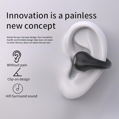 Image of Open-Ear Wireless Bluetooth Headphones Clip On Mini Earphones Charging Case Sports Bone Conduction Earphones for Training Driving Walking (Khaki)