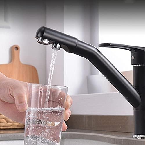 Filtre À 3 Voies Avec Filtre À Eau, Mitigeur D'évier Pivotant À 360 Degrés, Purificateur D'eau Potable, Chromé,Noir