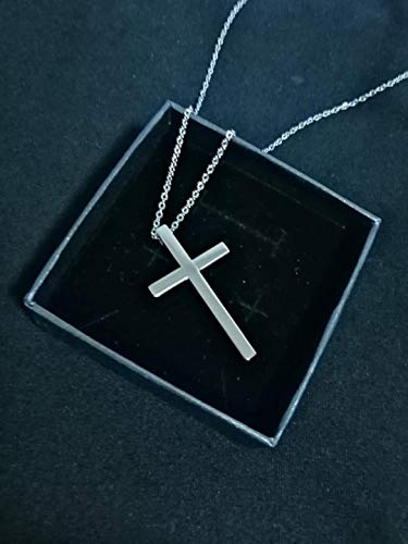 Jiahate Cross Necklace,Simple Men Sport Tone Stainless Steel Religion Cross Pendant Jewelry For Women,Silver Necklace #TOP5
