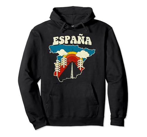 España Vintage Español País Europa Rainbow Retro 70s Mapa Sudadera con Capucha
