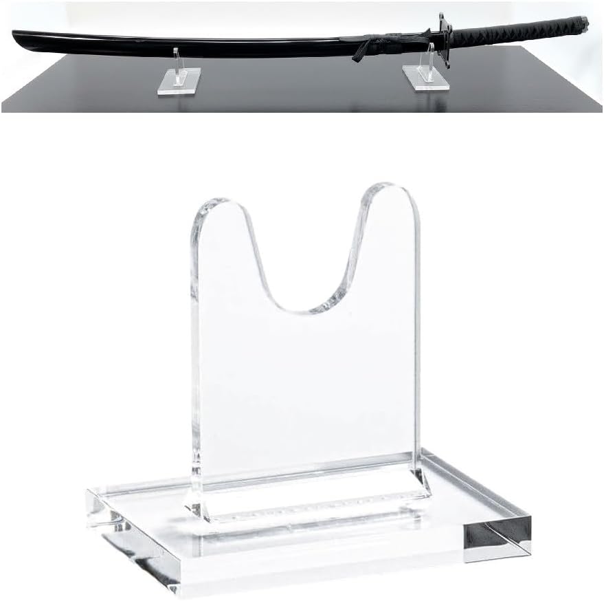 Clear Sword Display Stand, SOLID acrylic artifact display stand individual units for displaying angled or straight swords, katanas, artifacts and collectibles. For swords displays, shows and exhibits. Multiple sizes, Order TWO (3 Inch)