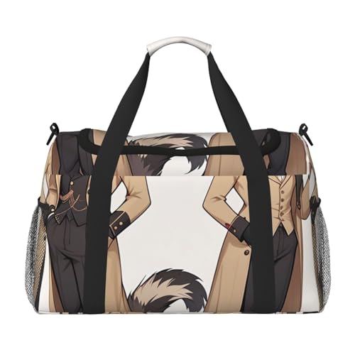French Fashion Model Ferrets Print Travel Duffle Bag - Foldable Personal Item Travel Bag for Women & Men,13x10.2x19.7