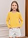 Haloumoning Girls Crop Tops Long Sleeve T Shirts Kids Crewneck Slim Fit Basic Tee for 5-14 Years Yellow