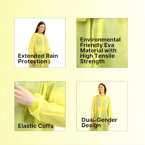 Image of Citizen Eco-Friendly EVA Poncho Raincoat for Men & Women, Lightweight Waterproof Coat with Hood, Adjustable Drawstring, Button Closure Outdoor Rainwear