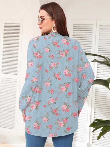 Image of AusLook Plus Size Lightweight Cardigans for Women Open Front Pockets Jacket