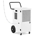 Megonia Deshumidificador Eléctrico Grande Industrial 120L/Día: Deshumificadores de Humedad con Bomba Compresor y Manguera de Drenaje 300m²/600m³ Cubierta Portátil Temporizador 24H Secado de Lavandería