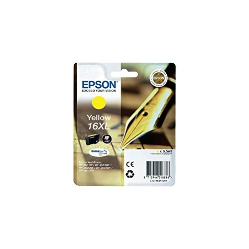 Originale Epson T1634XL Giallo per Epson WF2010W 2510WF 2520NF 2530WF C13T16344012 16XL, Capacità: 6, 5ML