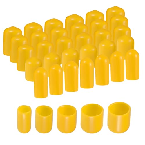 Tapas redondas de goma para protectores de rosca de tornillo en vinilo amarillo uxcell 2