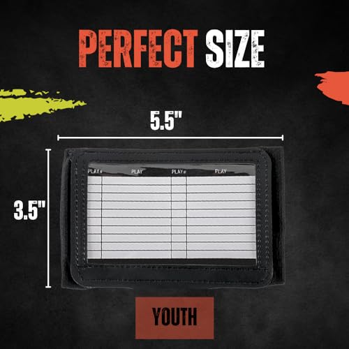 DukaanDaar QB Playbook Wristband for Youth and Adult - Black Football Quarterback Play Wristbands