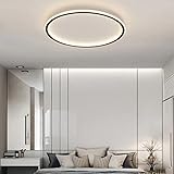 Modern Round LED Ceiling Light Ultra Slim Nordic Design Surface Mount Metal Fixture 48W for Living Room & Bedroom Black + Natural White 40cm Diameter - Image 2