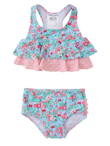 Image of RuffleButts Girls UPF50+ Sun Protection Flounce Bikini Two Piece Swimsuit