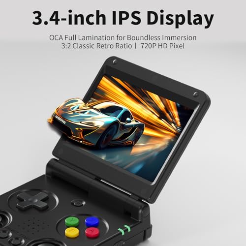 Image of Anbernic RG34XXSP Retro Handheld Game Console RG34XX SP Retro Gaming Console with 64G Preloaded 5000+ Games,3300 mAh Battey,Portable Pocket Arcade Support 30+ Simulators 5G WiFi Bluetooth HD Black