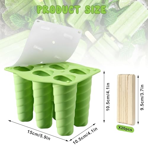 Ice Lolly Moulds, 6 Cavities Popsicle Mould with 20pcs Wooden Sticks, Reusable Silicone Ice Cream Moulds, Easy to Release Ice Lolly Maker BPA Free Ice Pop Moulds for Kids DIY Ideas Home Kitchen Tools - Image 6