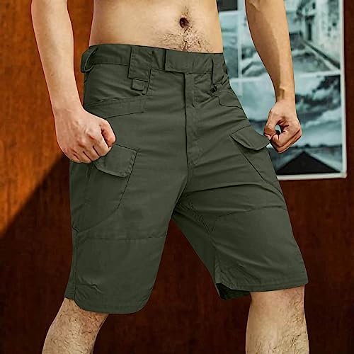 KONG JIMFAN Cargohose Herren Kurz - Stretch Arbeitsshorts Mit Taschen